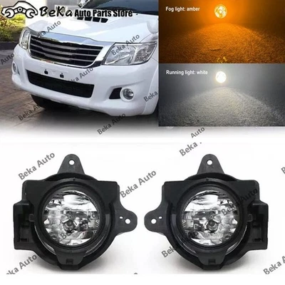 LED Amber Front Fog Lamp w/ White DRL Light For Toyota Hilux VIGO MK7 2012-2016 - Image 1 of 4