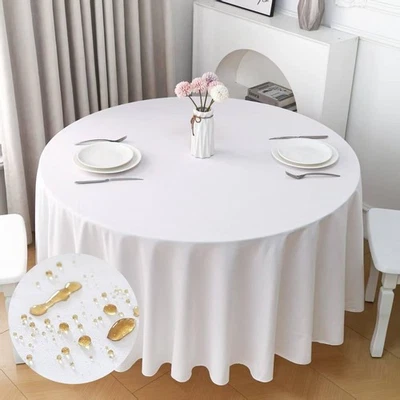 TWINPRET Round Tablecloth 70 Inch,White Waterproof Washable Polyester Table C... - Image 1 of 4