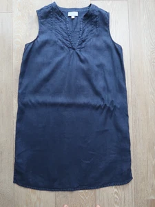 PURE COLLECTION Leinen Etuikleid 12 dunkelblau Biesen V-Ausschnitt ärmellos 70£ - Bild 1 von 8