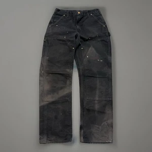 Vintage Carhartt Double Knee Pants Made in USA Black Distress Sunfaded 30x30 - Picture 1 of 15