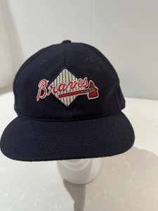 Atlanta Braves Navy Blue Sports Specialties Fitted Size 7 3/8 100% Wool Hat Cap - Picture 1 of 7