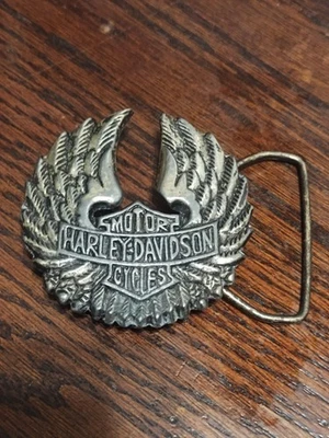Harley Davidson años 70 plata hebilla cinturón motocicleta alas western Foto 1 de 2