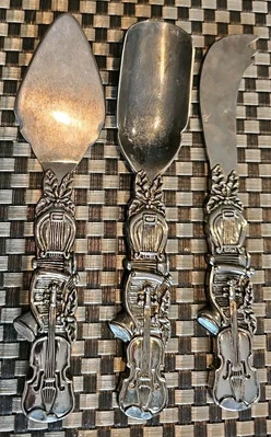 Juego de servidor de queso Godinger Bombay Company/3 violín suite clásico placa de plata Foto 1 de 4