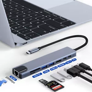 8 in 1 Multi-port USB-C Hub Type C To USB 4K HDMI Adapter USB C Docking Station - Picture 1 of 24