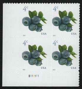 #5652 4c Blueberries, Plate Block [B111111 LL] Mint **ANY 5=FREE SHIPPING** - Picture 1 of 1