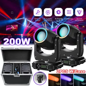 2X 200W Luce Testa Mobile DMX Gobo Fascio Stage Luce DJ Discoteca 8Prisma Luce con Custodia - Foto 1 di 14