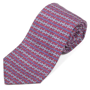 Hermes Zig Zag Lucky Horse Shoe Men's Designer Silk Neck Tie France 7105 OA - Picture 1 of 5