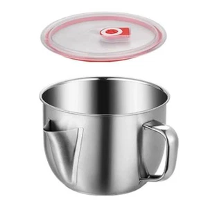 Fat Separator Glass with Lid Oil Filter Strainer Pot Instant Noodle Bowl K T1K3 - Picture 1 of 13