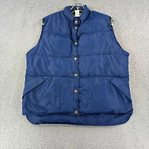 Vintage LL Bean Goose Down Puffer Vest Womens Large Blue USA Snap Pockets - Picture 1 of 11