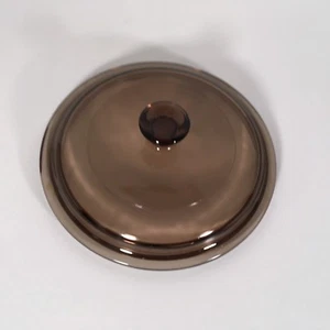 Pyrex P81C Glass Replacement Lid with Flange Amber Brown Round 6" - Picture 1 of 9