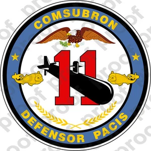 STICKER U.S. Navy Commander Submarine Squadron 11 (COMSUBRON Eleven) Emblem - Picture 1 of 2