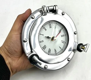 6 in Silver Nautical Navigation Marine Ship Porthole Metal Wall Decor Clock - Picture 1 of 6