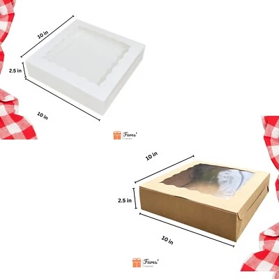 FAVESCRAFT 10x10x2.5 inch Clear Window Cookie Cake Pie Muffin Box Wedding Christmas