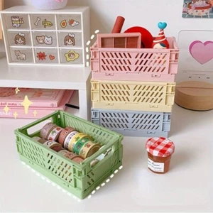 Mini Plastic Baskets For Organizing and Storage Collapsible Space Saving Crates - Picture 1 of 16