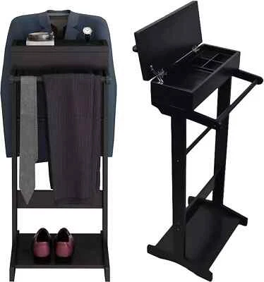 Perchero con Estantes de Almacenamiento, Soporte de Valet de Madera Foto 1 de 4