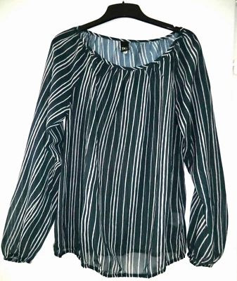 Damen Schlupfbluse Tunika, blau weiß, gestreift, Gr. 40, NEU - Bild 1 von 4