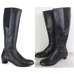 AGL Attilio Giusti Leombruni Tall Riding Leather Boots Black size 37 US 7 Italy - Picture 1 of 16