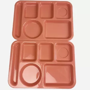 2 Pink/Peach Vintage SiLite School Cafeteria Lunch Divided Trays #614 Chicago - Picture 1 of 3
