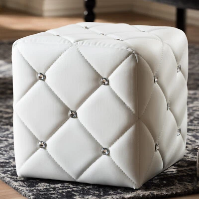 Baxton Studio Stacey Modern and Contemporary White Faux Leather Upholstered Otto - Image 1 of 4