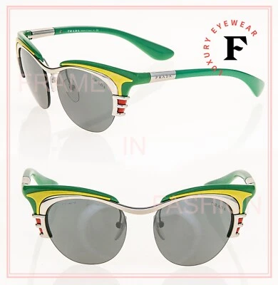 Gafas de sol PRADA Dixie ovaladas retro PR60OS verde amarillo plata espejo 60O moda Foto 1 de 4