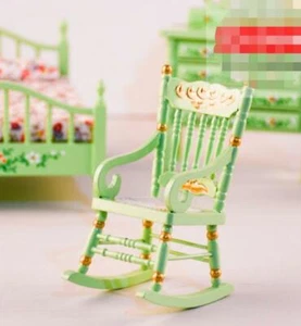 1:12 Dollhouse  Mini Furniture Model Decoration Wooden Woven Rocking Chair - Picture 1 of 5