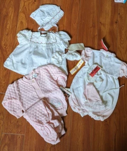 NWT Vintage Girls LOT Dress Romper Hats Booties Pants Knit Pink White NOS 9-12M - Picture 1 of 24
