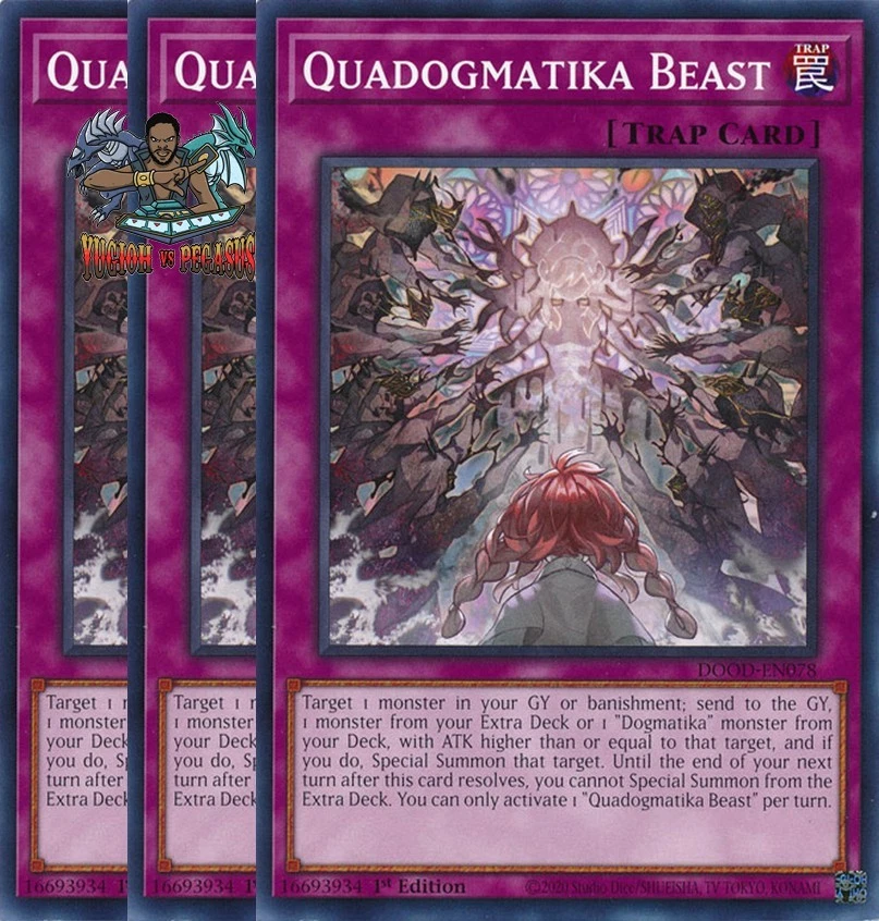 Yugioh! 3x Quadogmatika Beast DOOD-EN078 Common 1st Ed NM - Image 1 of 1