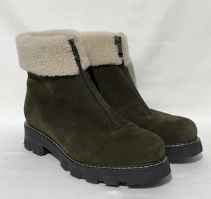 La Canadienne Abba Genuine Shearling Waterproof Bootie Olive Green 9 - Picture 1 of 9