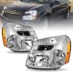 For 2005-2009 Chevy Equinox Headlights Chrome Housing Amber Corner Headlamp Sets - Picture 1 of 8