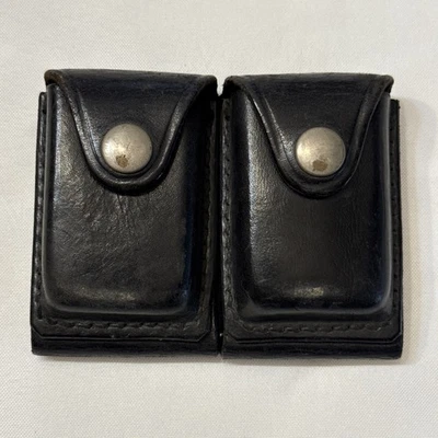 Coldre basculante duplo vintage Don Hume couro preto - Imagem 1 de 4