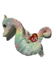 RARE 1999 Ty Beanie Baby Neon Rainbow Pastel Seahorse New Multiple Tag Errors! - Picture 1 of 5