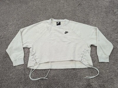 Nike Pullover Women Large Sweater Gray Long Sleeve Tie Casual Cropped - Изображение 1 из 4