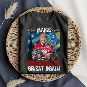 Trump Christmas 2024 Santa Republican Trendy MAGA Sweatshirt T-shirt - Picture 1 of 23