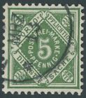 WÜRTTEMBERG 1906, 5 Pf. schwarzgrün mit Plattenfehler Kerbe rechts in oberer  