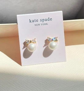 Kate Spade New York Pearl Paved Bows Studs Earrings - Picture 1 of 11