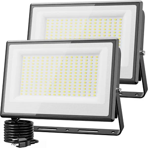 2 Pack 200W LED Flood Light Outdoor, 18000LM Super Bright IP66 Waterproof Exteri - Picture 1 of 12