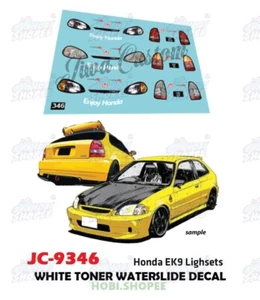 JC-9346 White Toner Waterslide Decals EK9 Light Custom 1/64 Hotwheels - Picture 1 of 4