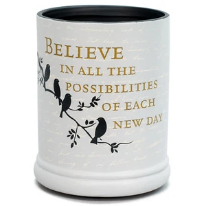 Believe in Tomorrow Scaldacandele Elettrico Grande Barattolo Gres Ceramica - Foto 1 di 3