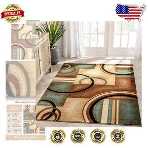 Light Blue Geometric Area Rug 7'10" x 9'10" - Modern Elegance for Living Rooms - Picture 1 of 11