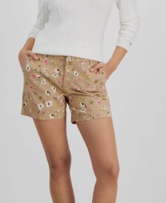 Pantalones Cortos Para Mujer Tommy Hilfiger Marrón Hollywood Tiro Medio Estampados Talla 14 Foto 1 de 3