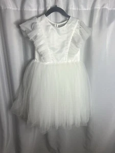 Uhnice Flower Girl Pearl Dress Flutter Sleeve A-Line Tulle Tutu Size 8/9 Years - Picture 1 of 14