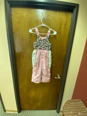 Toddler s ZERO X POSUR pink with leopard print ski bib. Size 4T. Prev. owned - Image 1 of 2