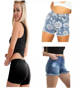 Women’s Gym Hotpants & Summer Denim Shorts Ripped Jersey Mini Skort Size 8-16 - Picture 1 of 31
