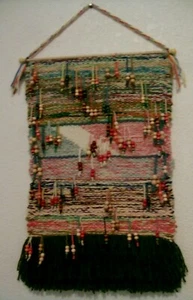 Shimmy and Shake Beaded Hand Woven Tapestry Wall Art Hanging 16" wide x 24" High - Picture 1 of 2
