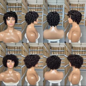 Short Curly Human Hair Wigs With Bangs Brazilian Scalp Base Top Machine Made Wig - Picture 1 of 5