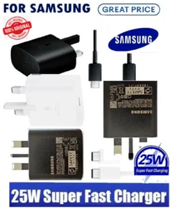 Genuine Samsung 25W Super Fast Charger Plug Type C Cable Lead For Phone Tablet - Picture 1 of 34