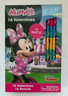 Minnie Mouse Valentines Box of 16 Cards and 16 Pencils - Image 1 of 3