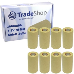 8x Sub-C SC Zelle Rohzelle zum Selbsteinbau 3000mAh 1,2V Flatop ohne Lötfahne - Bild 1 von 1