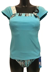 Jamu Azure Blue Mastectomy Tankini Set UK 10 EUR 38 light foam pockets modest - Picture 1 of 16