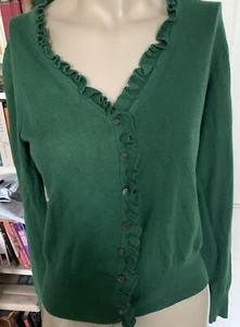 Vintage MERONA Cardigan Dark Green Cotton Blend Long Sleeves Button Front XS - Picture 1 of 7